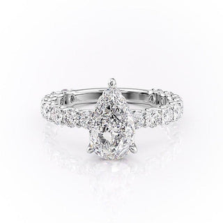 2.0 CT Pear Shaped Moissanite Solitaire Engagement Ring