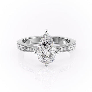 2.0 CT Pear Shaped Moissanite Solitaire Engagement Ring