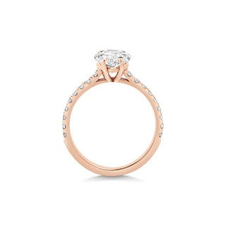 Anillo de compromiso con pavé de diamantes en forma de pera F-VS1 de 1,0 y 2,0 ct