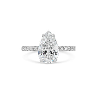 Bague de fiançailles pavée de diamants en forme de poire F-VS1 de 1,0 et 2,0 ct