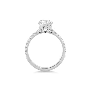 Anillo de compromiso con pavé de diamantes en forma de pera F-VS1 de 1,0 y 2,0 ct