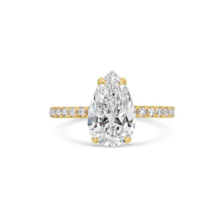 Bague de fiançailles pavée de diamants en forme de poire F-VS1 de 1,0 et 2,0 ct