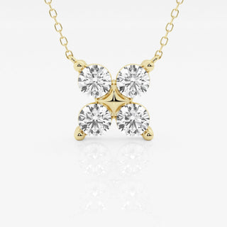 Collier en forme de trèfle avec diamant et moissanite ronde de 0,40 TCW