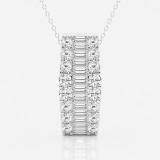 3.0 TCW Round & Baguette Moissanite Diamond Pendant Necklace