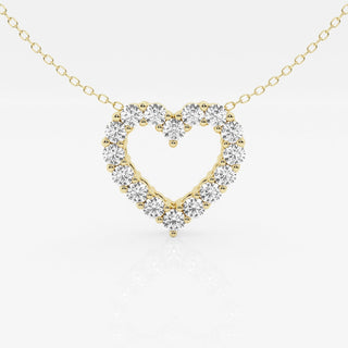 1.0 TCW Round Moissanite Diamond Heart Pendant Necklace