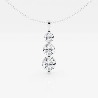 1.50 TCW Round Moissanite Diamond Three-Stone Drop Pendant Necklace