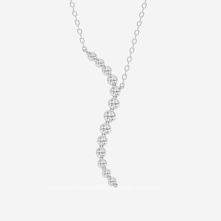 Collier avec pendentif flottant incurvé en diamant et moissanite ronde de 0,38 TCW