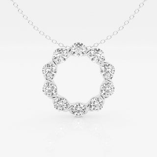 2.0 TCW Round Moissanite Diamond Circle Pendant Necklace