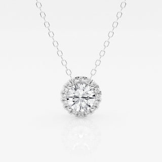 Collier halo de diamants en moissanite ronde de 0,50 ct