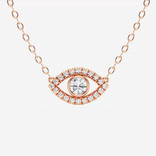 Collier avec diamant rond en moissanite et mauvais œil de 0,35 TCW