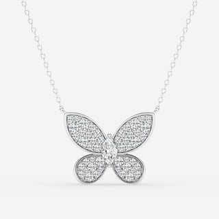 Collier avec pendentif papillon en diamant et moissanite marquise de 0,24 ct