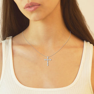 0.75 TCW Round Moissanite Diamond Cross Necklace