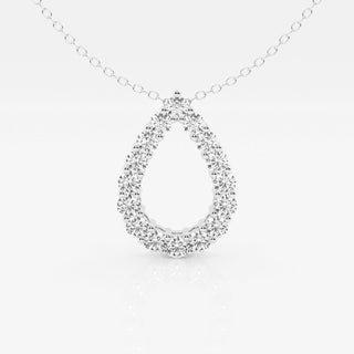 1.0 TCW Round Moissanite Diamond Pear Shape Pendant Necklace