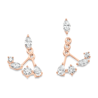 Pendientes tipo ear jacket con diamantes de moissanita en forma de pera, marquesa y redonda de 1,47 TCW