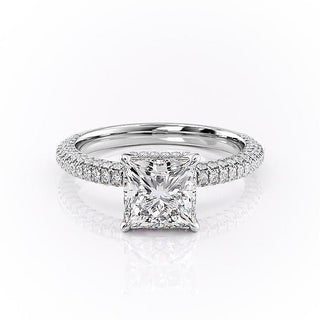 Bague de fiançailles solitaire en moissanite de forme princesse de 2,08 ct