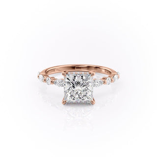 Bague de fiançailles solitaire en moissanite de forme princesse de 2,08 ct