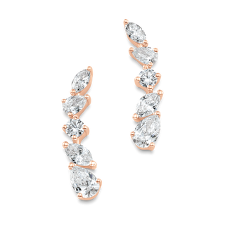 0.63 TCW Pear, Marquise & Round Moissanite Diamond Ear Crawlers Earrings