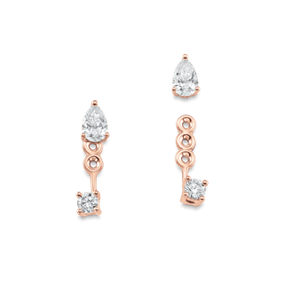 0.80 TCW Pear & Round Moissanite Diamond Ear Jacket Earrings