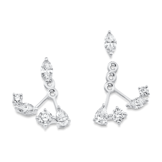 Boucles d'oreilles à diamants en forme de poire, de marquise et de ronde en moissanite de 1,47 TCW