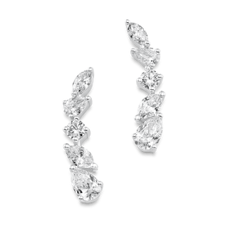 0.63 TCW Pear, Marquise & Round Moissanite Diamond Ear Crawlers Earrings