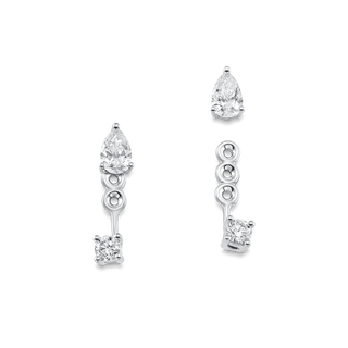 Pendientes tipo ear jacket con diamantes de moissanita redondos y en forma de pera de 0,80 TCW