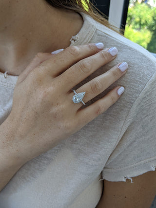 1.50CT Elongated Pear Cut Moissanite Halo & Pave Engagement Ring - ELITE CARAT