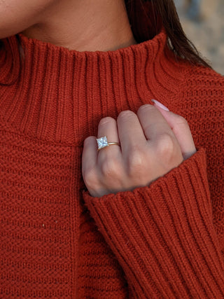 Bague de fiançailles avec solitaire en diamant princesse de 1,50 à 3,50 ct