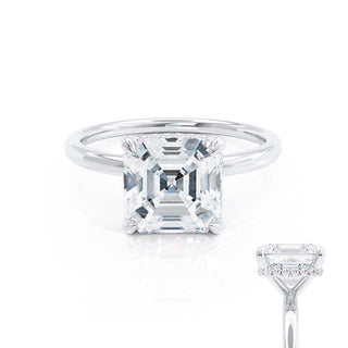 2.21 CT Asscher Shaped Moissanite Hidden Halo Engagement Ring