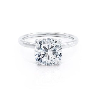 1.30 CT Cushion Shaped Moissanite Hidden Halo Engagement Ring