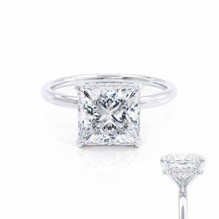 1.50 CT Princess Shaped Moissanite Hidden Halo Engagement Ring