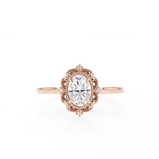 0.84CT Oval Solitaire Vintage Moissanite Diamond Engagement Ring