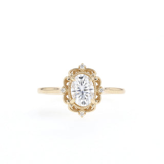 0.76CT Oval Vintage Moissanite Diamond Engagement Ring - ELITE CARAT