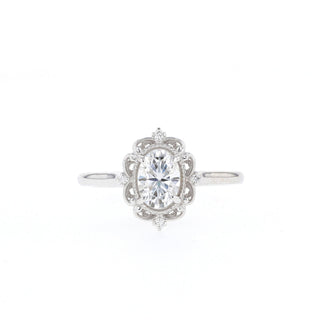 0.76CT Oval Vintage Moissanite Diamond Engagement Ring - ELITE CARAT