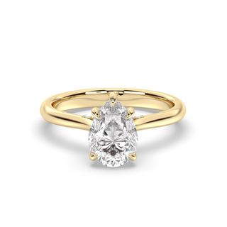 Bague de fiançailles avec halo caché en diamant en forme de poire de 1,0 à 3,0 ct