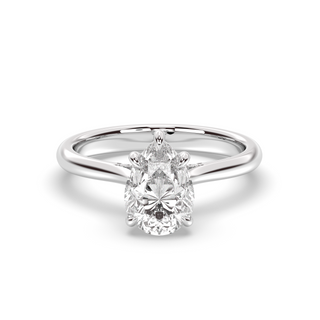 Bague de fiançailles avec halo caché en diamant en forme de poire de 1,0 à 3,0 ct