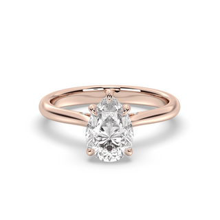 Bague de fiançailles avec halo caché en diamant en forme de poire de 1,0 à 3,0 ct