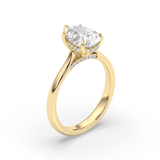 1.0 -3.0 CT Pear Diamond Hidden Halo Engagement Ring