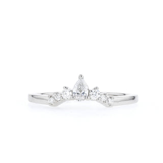 Alliance de mariage en moissanite incurvée taille poire et ronde de 0,11 ct