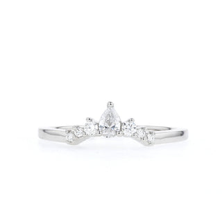 Alliance de mariage à 7 pierres en diamants et moissanite taille poire et ronde de 1,3 ct 