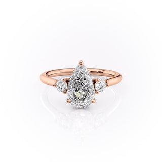 Bague de fiançailles à trois pierres en moissanite en forme de poire de 2,0 ct