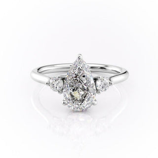 2.0 CT Pear Shaped Moissanite Three Stones Engagement Ring