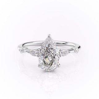 2.0 CT Pear Cut Three Stone Moissanite Engagement Ring