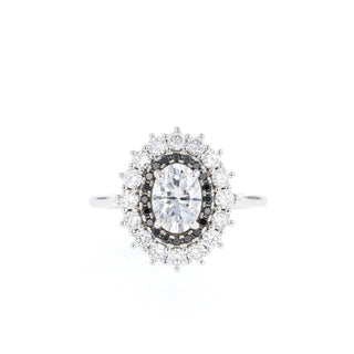 0.75CT Oval Double Halo Moissanite Diamond Engagement Ring - ELITE CARAT