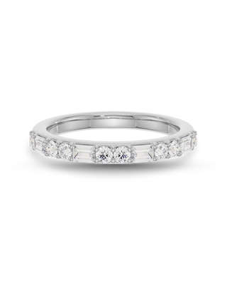 Alliance de mariage sertie de diamants taille baguette et ronde CVD de 0,50 TCW