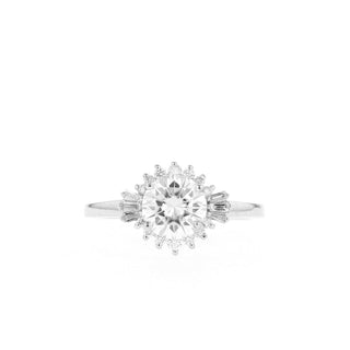 1.05CT Round Moissanite Diamond Cluster Engagement Ring