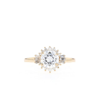 1.05CT Round Moissanite Diamond Cluster Engagement Ring