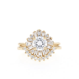 0.88 CT Round Cut Art Deco Moissanite Bridal Ring Set