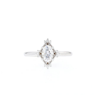 Bague de fiançailles solitaire en or massif 14 carats avec moissanite ovale en grappe de 1,20 ct 