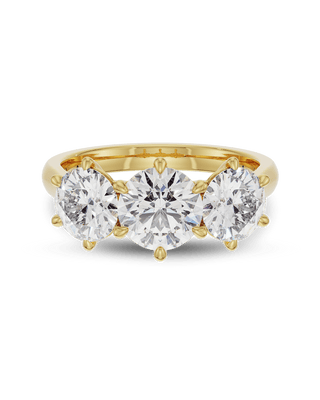 Bague de fiançailles à trois pierres avec diamants ronds CVD de 1,5 à 3,5 ct