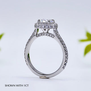 Bague de fiançailles en diamants pavés en moissanite ronde halo 1,0 ct pour femme